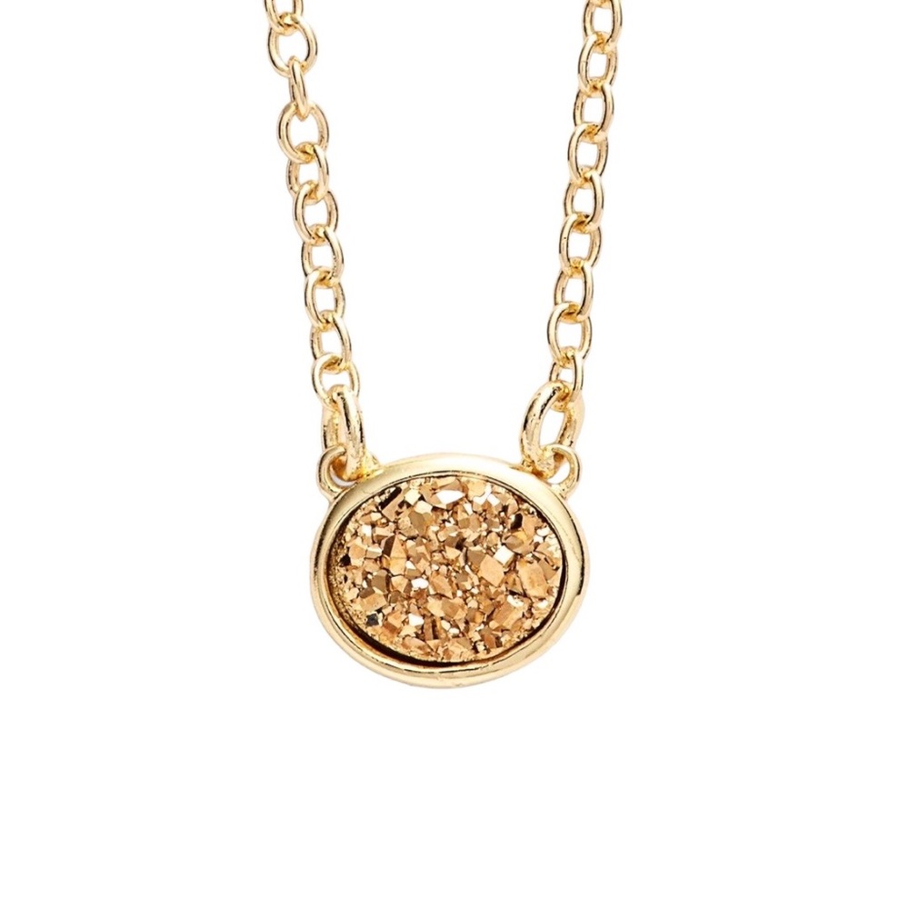 SONYA RENÉE OVAL DRUSY PENDANT NECKLACE IN GOLD - BRAND NEW (NO BOX)
